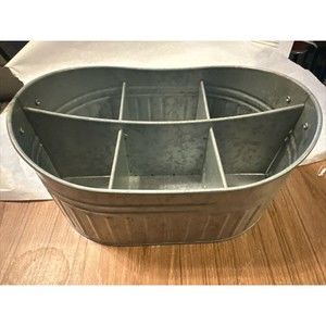 Utensil Caddy Picnic Holder/Basket Farmhouse Galvanized Metal Bucket with Handle